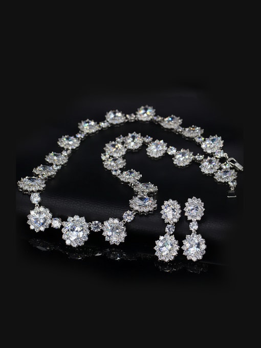 White Oval Semi-precious Stones Two Pieces Jewelry Set