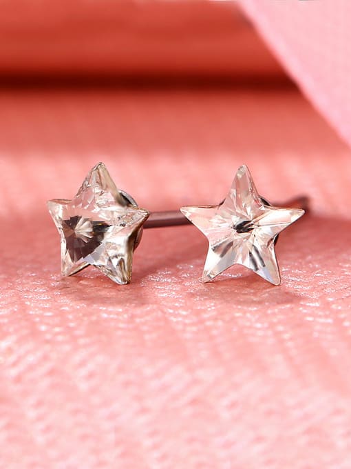 White Copper Alloy White Gold Fashion Star Crystal stud Earring