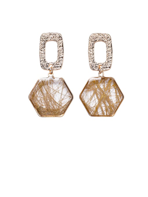 A gold Alloy With Gold Plated Simplistic Geometric Drop Earrings