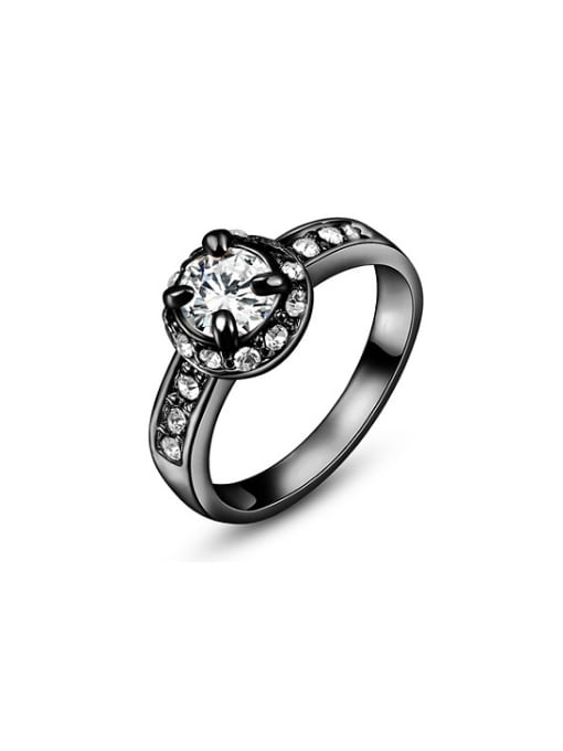 Ronaldo All-match Black Gun Plated Zircon Ring 0