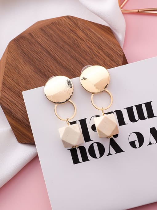 Beige Alloy With 18k Gold Plated Trendy Geometric Earrings