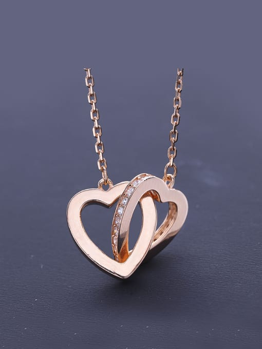 One Silver Double Heart Zircon Necklace 0