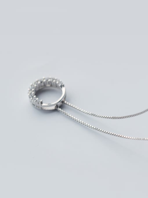 Rosh S925 Silver Simple Round Necklace With CZ 1