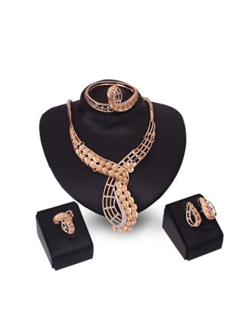 BESTIE 2018 2018 Alloy Imitation-gold Plated Fashion Rhinestones Four Pieces Jewelry Set 0