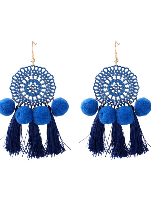 Dark Blue -1 Bohemia National Wind Tassel Fashion Drop Earrings