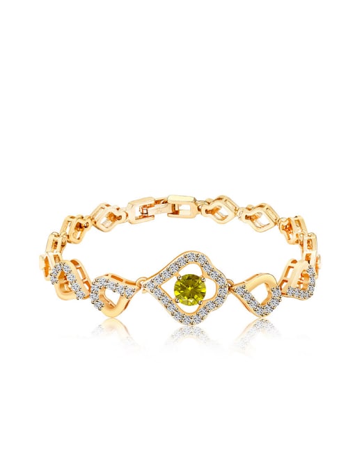 Green Copper Alloy 18k Gold Plated Fashion Zircon Bracelet