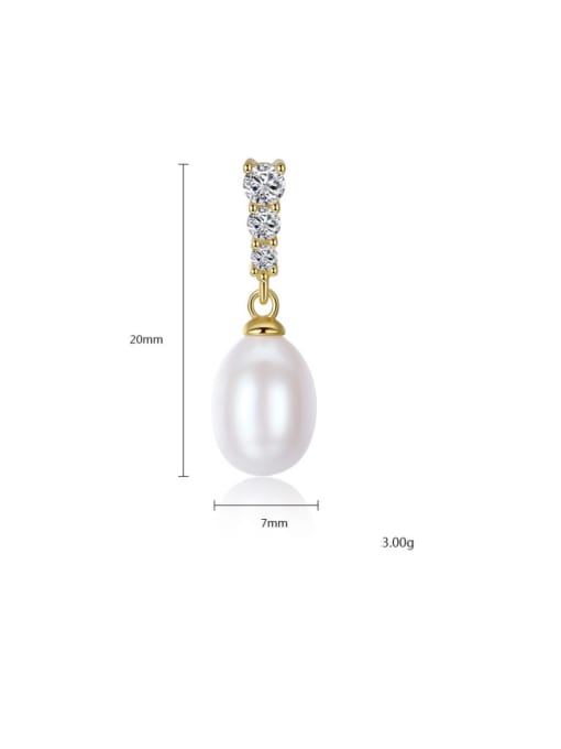 CCUI Sterling silver fresh water 8-9mm natural pearl earrings 3