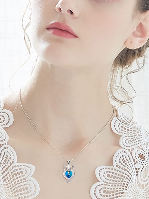 CEIDAI Fashion Little Owl austrian Crystals Pendant Copper Necklace 1
