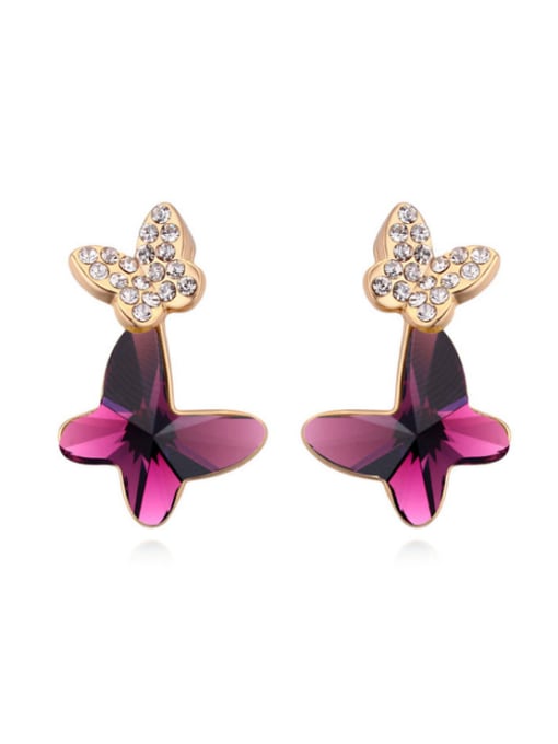 Purple Fashion Butterfly austrian Crystal Alloy Stud Earrings