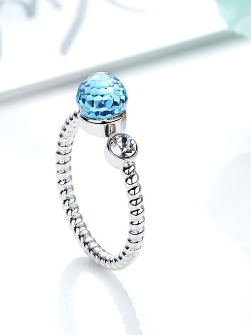 CEIDAI Fashion Blue austrian Crystal 925 Silver Opening Ring 2