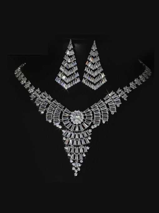 L.WIN Weatern Crystal earring Necklace Wedding Jewelry Set 0