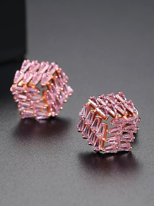 BLING SU copper With Cubic Zirconia Personality Geometric Stud Earrings 2