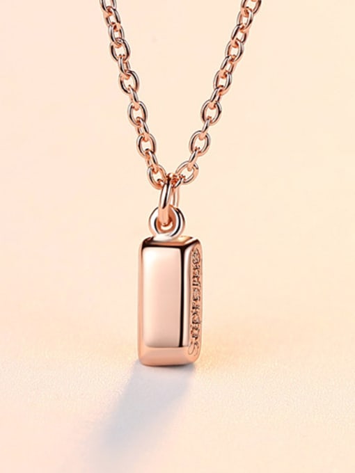 Rose gold-15G11 925 Sterling Silver With Rose Gold Plated Simplistic Geometric Necklaces