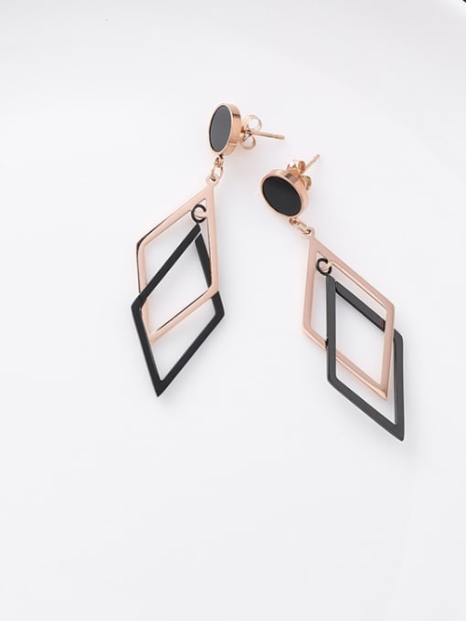 5#11363 Stainless Steel With Rose Gold Plated Fashion Geometric  Tassels Drop Earrings