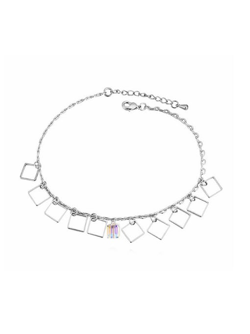 QIANZI Simple Hollow Squares Cubic austrian Crystal Alloy Anklet 0