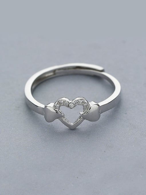 One Silver Simply Style Heart Shaped Ring 0