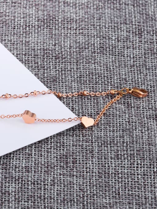 Open Sky Simple Two-layer Tiny Heart Rose Gold Plated Bracelet 2