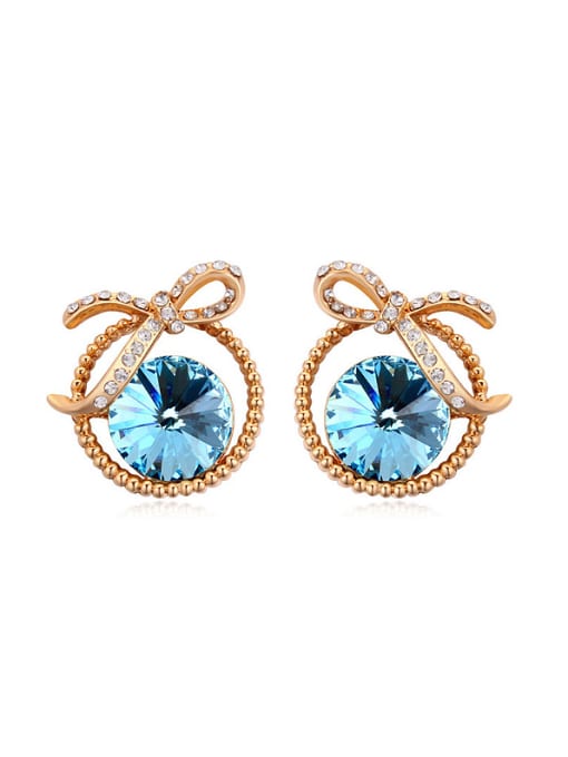 blue austrian Elements Crystal Earrings elegant bow earrings with crystal appearance
