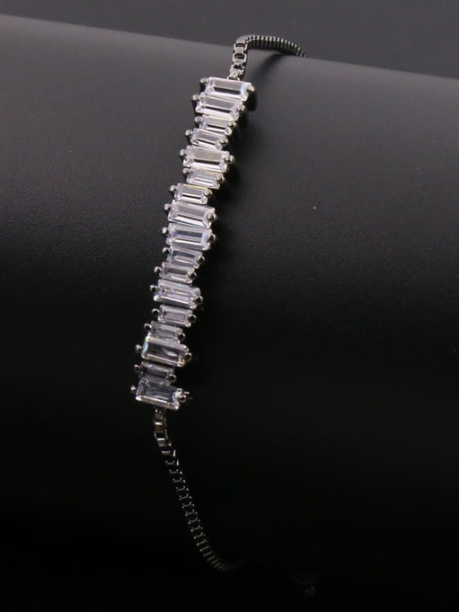 Black Rectangle Zircon Stretch Bracelet