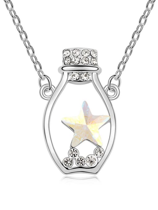 white Personalized Lucky Bottle Star austrian Crystals Pendant Alloy Necklace