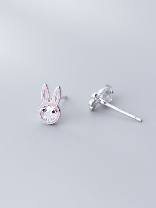 Rosh 925 Sterling Silver With Platinum Plated Cute Asymmetry Rabbit Radish Stud Earrings 3