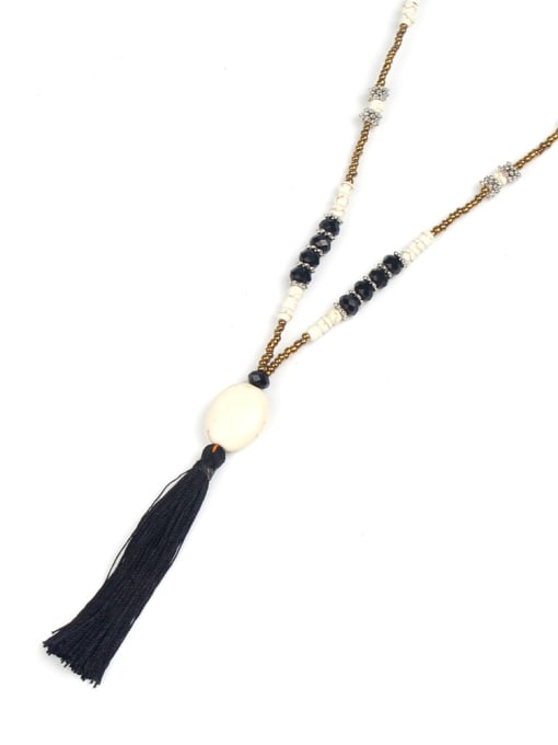 handmade Stones Crystal Fashion Tassel Long Necklace 0