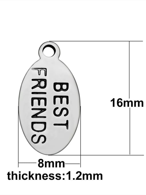 FTime Stainless Steel With Simplistic Oval with best friends words Charms 3