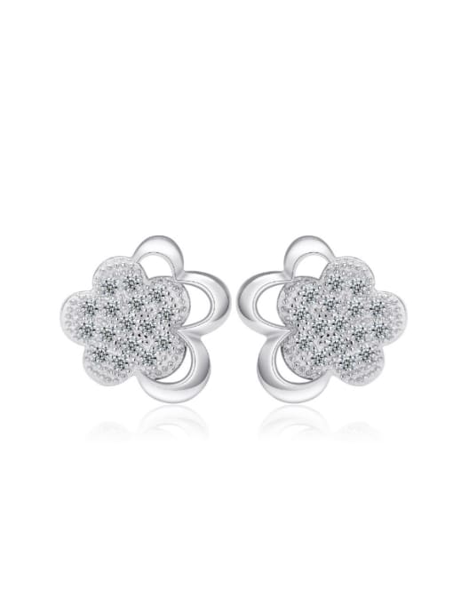 kwan Flower-shape Micro Pave Zircons Stud Earrings