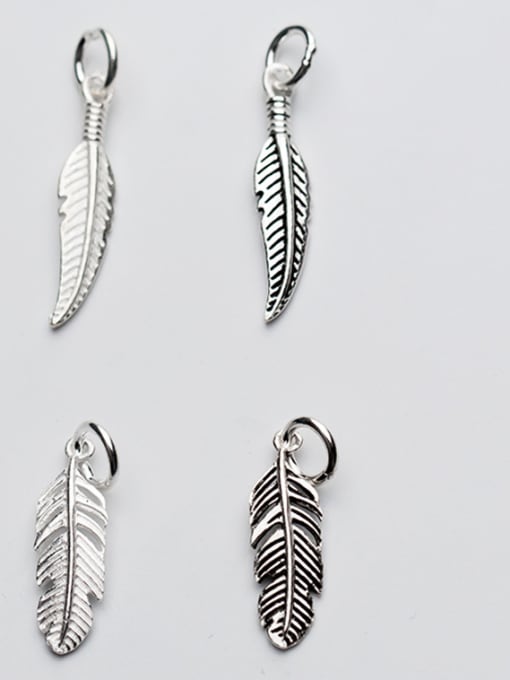 FAN 925 Sterling Silver With Platinum Plated Vintage Leaf Charms