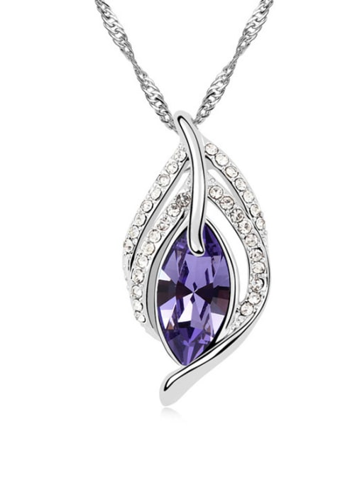 purple Fashion Oval austrian Crystals Alloy Necklace