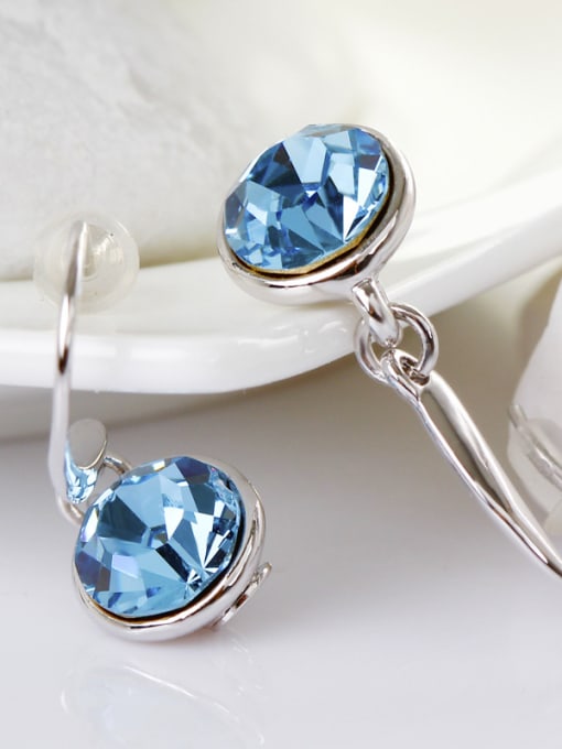 OUXI Fashion Blue Round Crystal Earrings 2