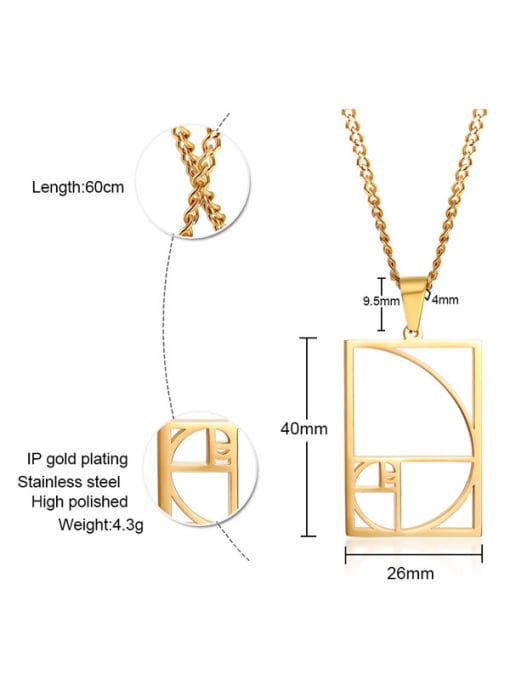CONG Stainless Steel With Gold Plated Simplistic Smooth Hollow Geometric Necklaces 1