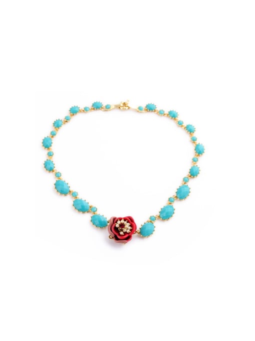 Blue Lovely Flower Elegant Necklace