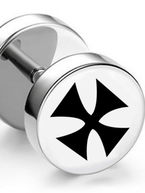 Cross section steel face Stainless Steel With Silver Plated Fashion Cross Stud Earrings