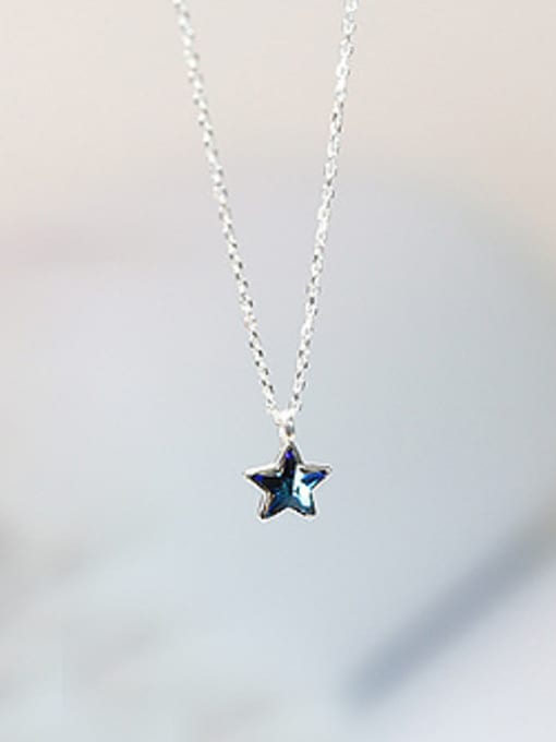 Peng Yuan Simple Blue Star Silver Necklace 0