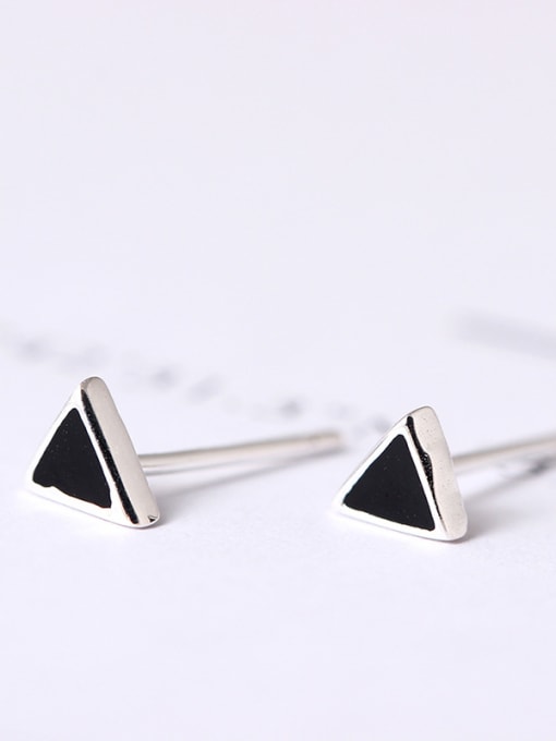 SILVER MI Lovely Geometric Shaped Enamel stud Earring 3