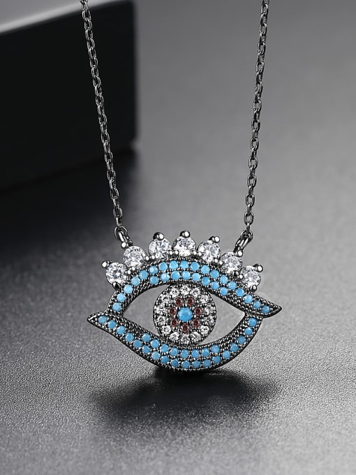 BLING SU Copper With Gun Plated Exaggerated Evil Eye Necklaces 3