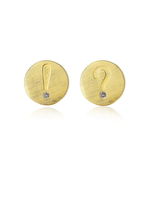gold-17A04 925 Sterling Silver With Gold Plated Simplistic Round Mark  Stud Earrings