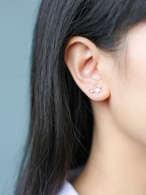Rosh S925 Silver Smooth Star Stud cuff earring 2