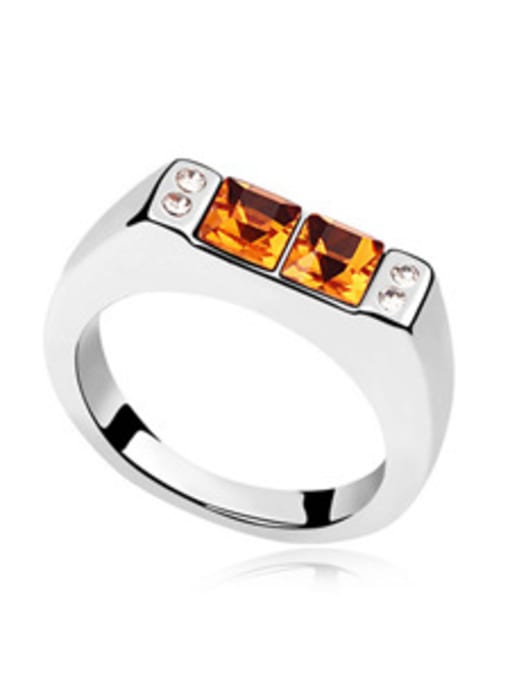 QIANZI Simple Little Square austrian Crystals Alloy Ring 1