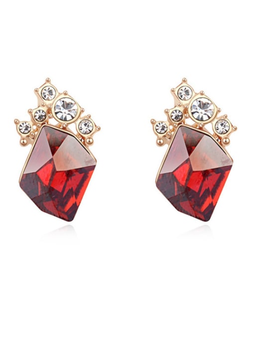 red Fashion Geometrcial austrian Crystals Alloy Stud Earrings