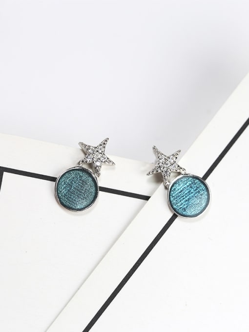 Peng Yuan Tiny Shiny Star Little Round 925 Silver Stud Earrings 0