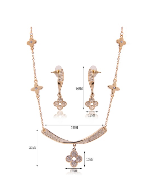 BESTIE Alloy Imitation-gold Plated Fashion Rhinestones Flower Two Pieces Jewelry Set 3