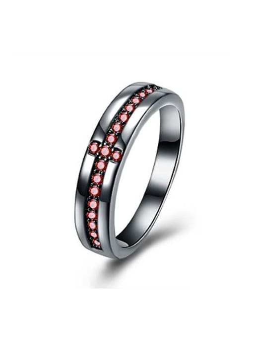 OUXI Fashion Red Zircon Women Ring