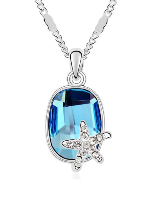 blue Fashion austrian Crystal Little Starfish Alloy Necklace