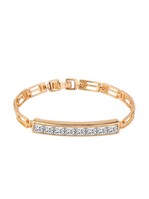 gold Copper Alloy 18K Gold Plated Women Zircon Bracelet