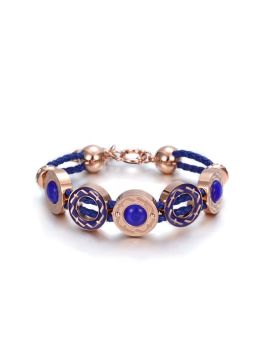 , Rose Gold, Blue Retro Style Colorful Opal Glue Bracelet