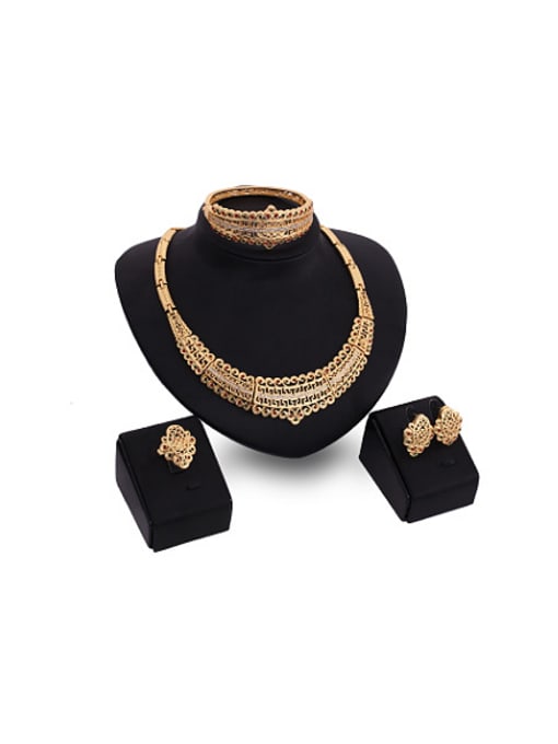 BESTIE Alloy Imitation-gold Plated Vintage style Rhinestones  Hollow Four Pieces Jewelry Set 0