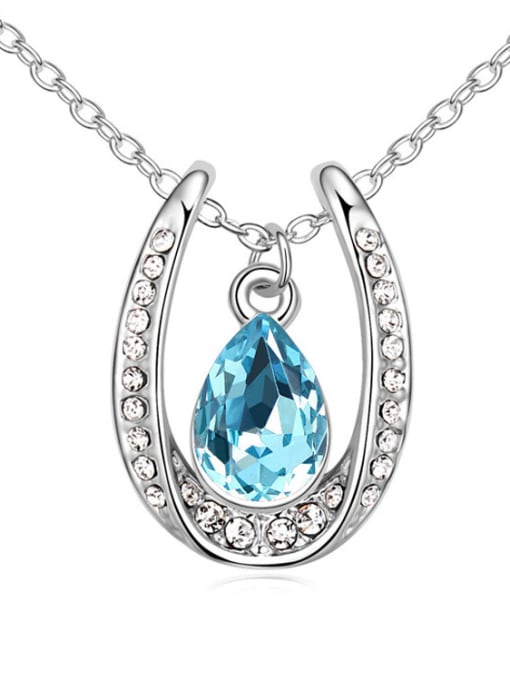 light blue Fashion Water Drop austrian Crystals Pendant Alloy Necklace