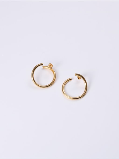 GROSE Titanium With Gold Plated Simplistic Geometric Hoop Earrings 3